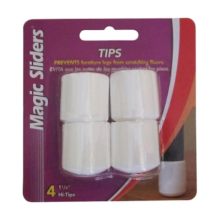 MAGIC SLIDERS LEG TIPS 1-1/8"" WHT 4PK 94500